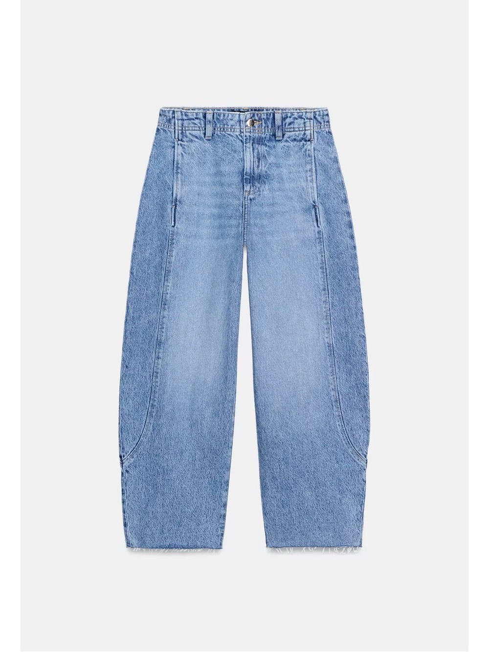 ZARA High Waist Cropped Barrel Jeans